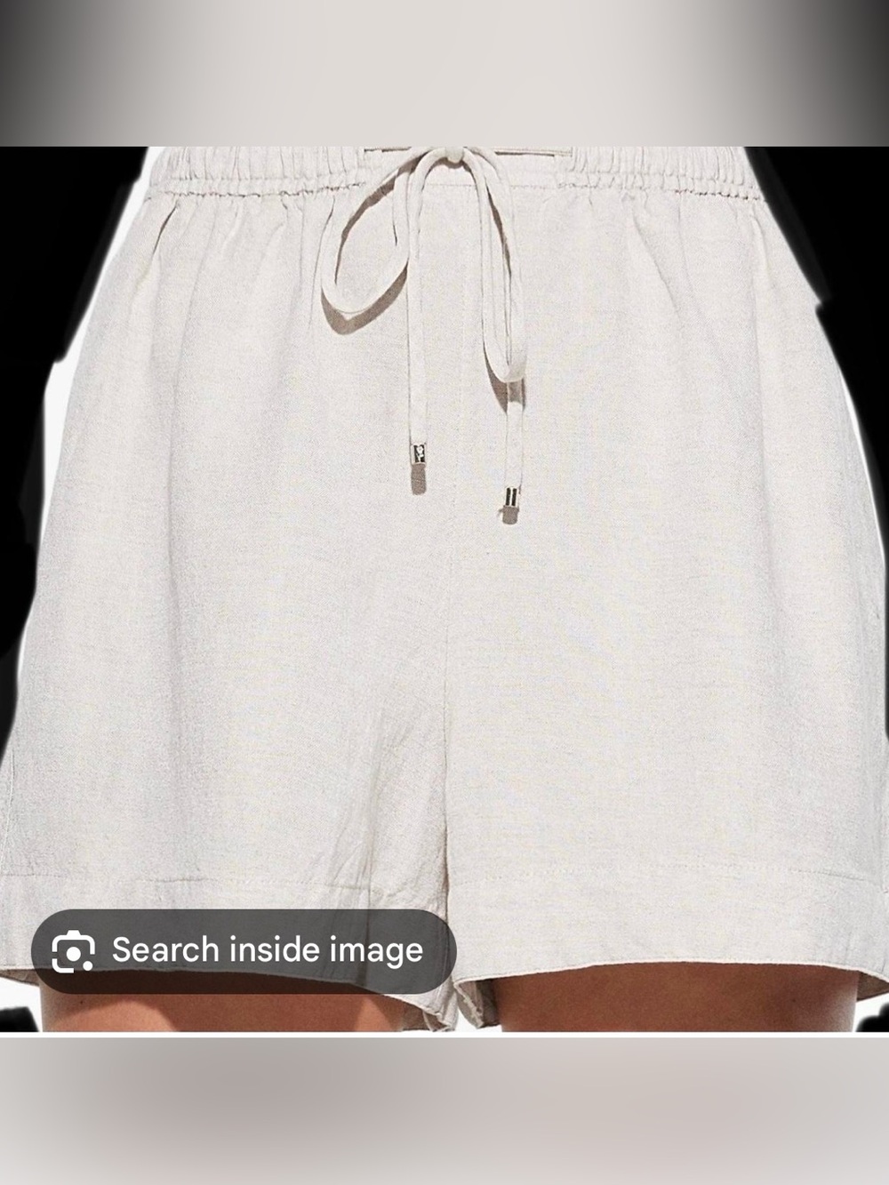 Women’s Relaxed Drawstring Linen-Blend Shorts — Cream